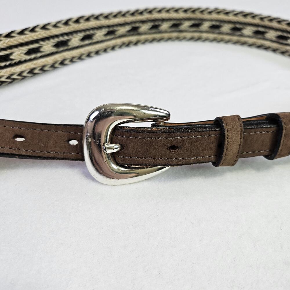 King Ranch Braided Horsehair Western Belt Mens 38 Brown Leather Rodeo Cowboy L